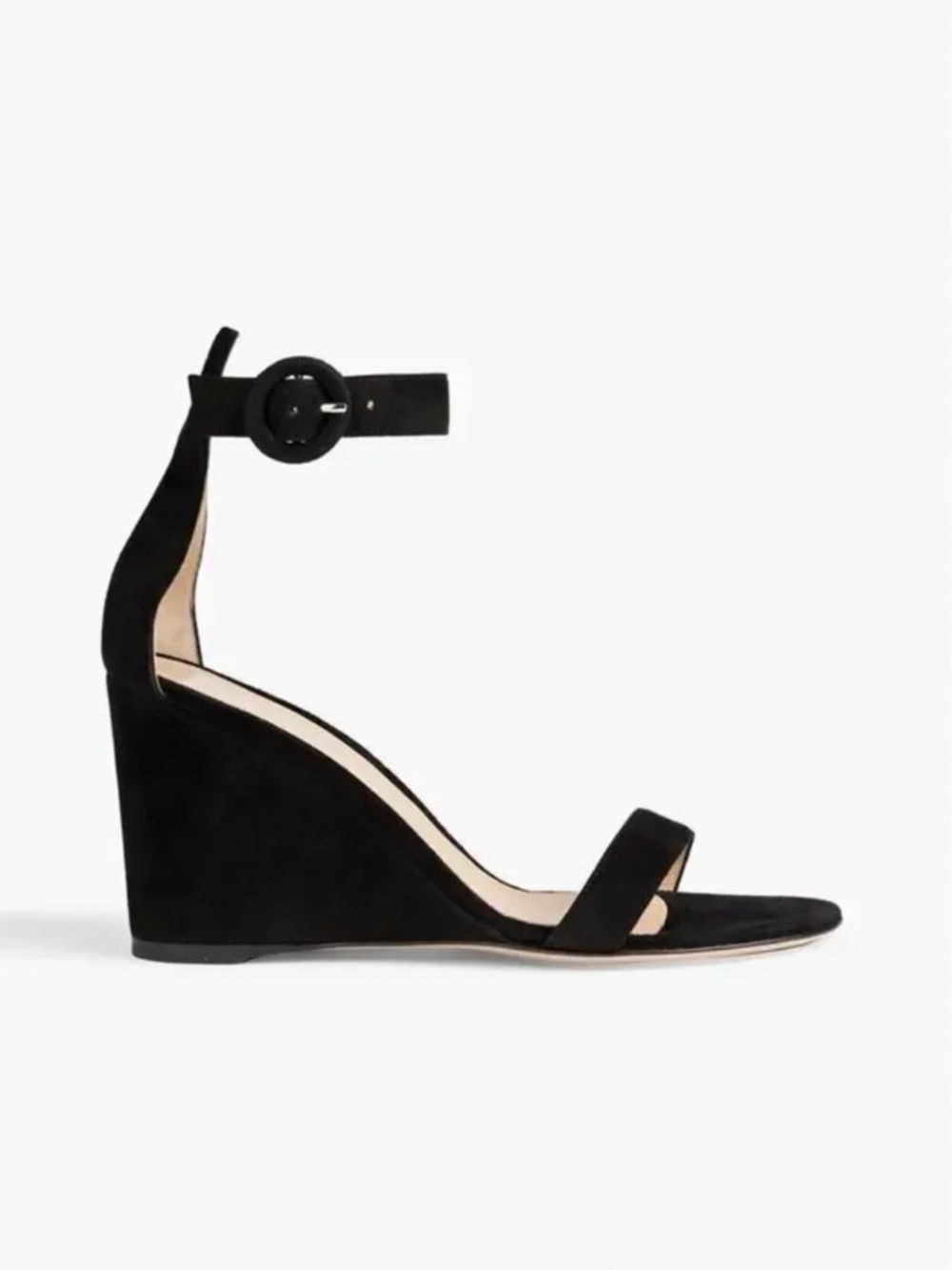 $815 EXC! Gianvito Rossi Portofino Black Suede Wedge Sandals 36 6